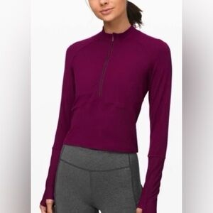 Lululemon Rulu Run Cropped Half Zip Red